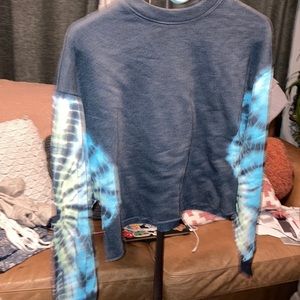 Size small PINK - grey & tye dye sleeves sweat shirt